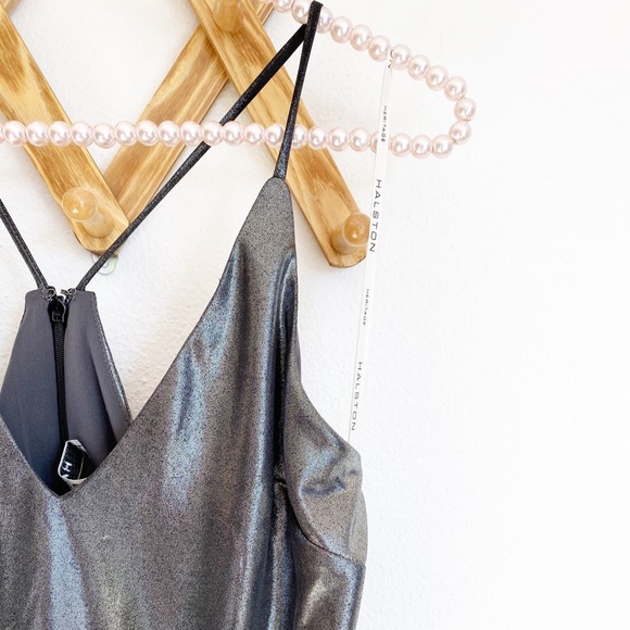HALSTON HERITAGE  shiny metallic slip dress- NEW - Picture 6 of 8